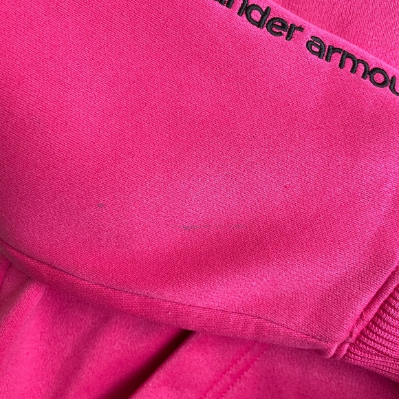 Under Armour Hoodie Womens Pink XS ColdGear Fleece Big Logo Semi-Fitted 1221640 - Picture 4 of 13
